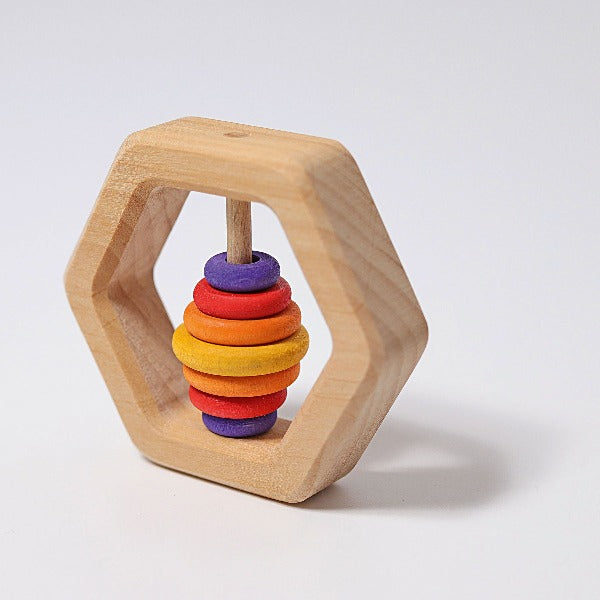 Grimm's - Wooden Rattle Hexagonal