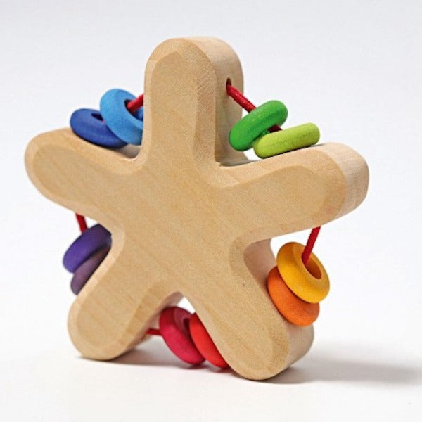 Grimm's - Wooden Rattle Star with Beads
