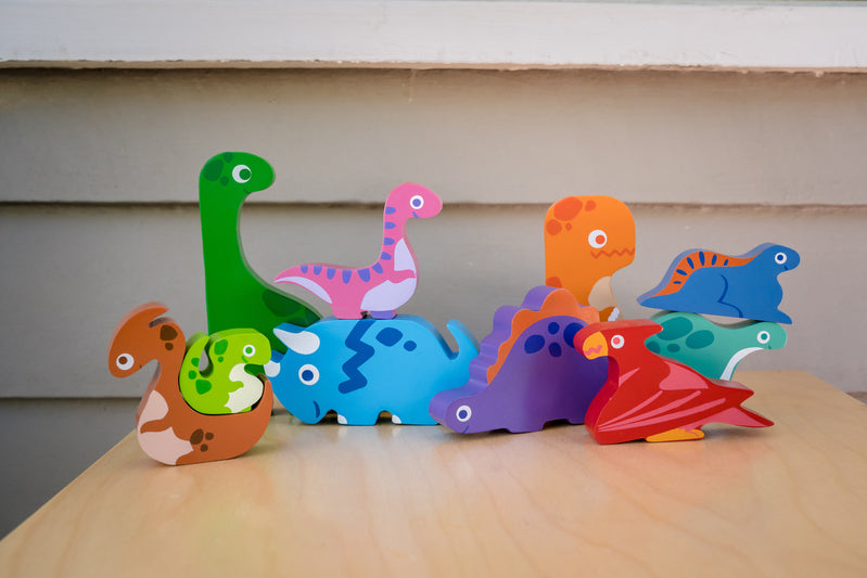 Kiddie Connect - Dinosaur - Chunky Wooden Stacking Puzzle
