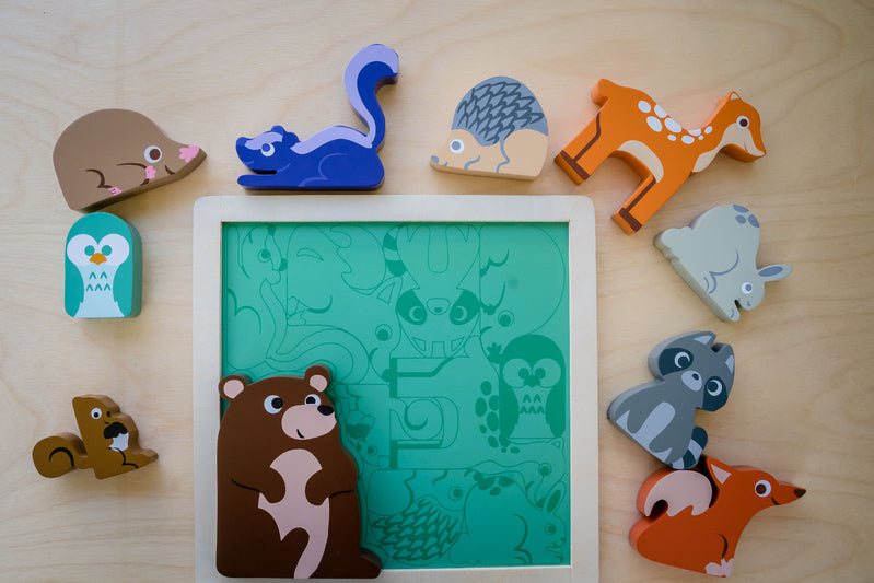 Kiddie Connect - Woodland Animal - Chunky Wooden Stacking Puzzle