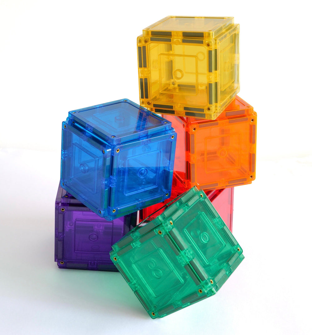 Small square 36 piece magnetic tile pack stacked as cubes
