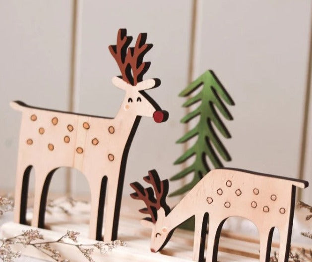 Let Them Play - Story Scene - Rattan Christmas Tree & Reindeer Set (New 2022)
