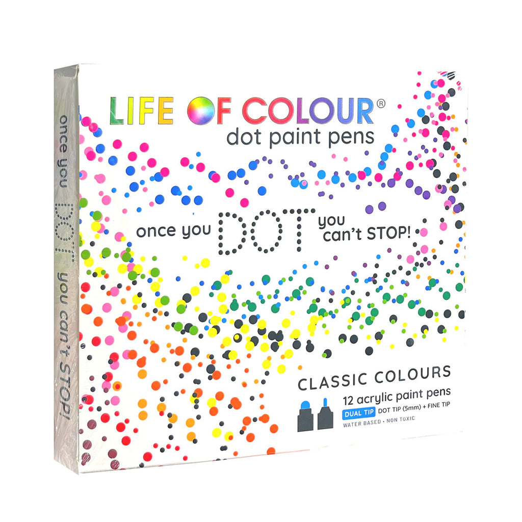 Life of Colour - Dot Markers Acrylic Paint Pens - Set of 12