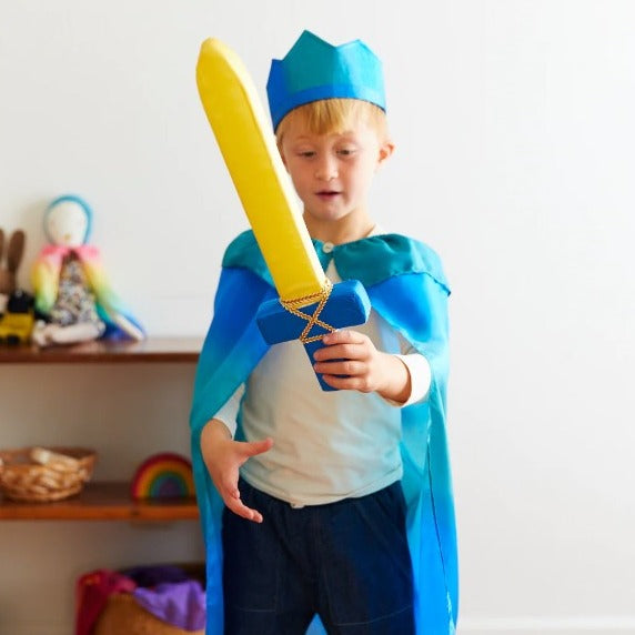 Child dressed as knight with Soft sword