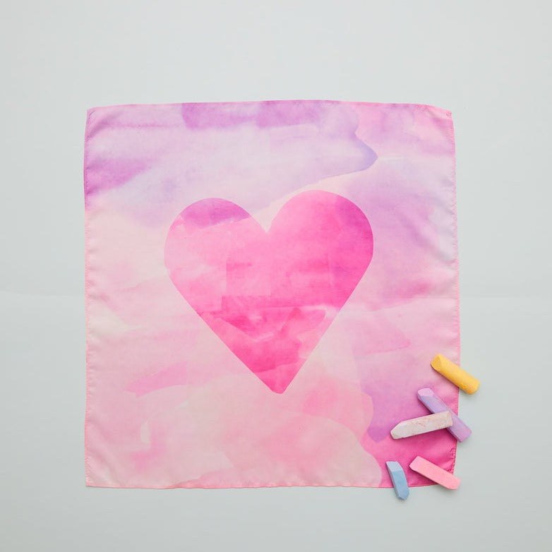 Sarah's Silks Mini Heart Playsilk with different coloured chalk in corner