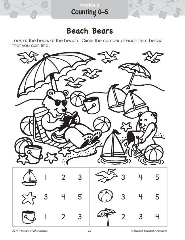 Teacher Created Resources - Instant Math Practice Book (Kindergarten)