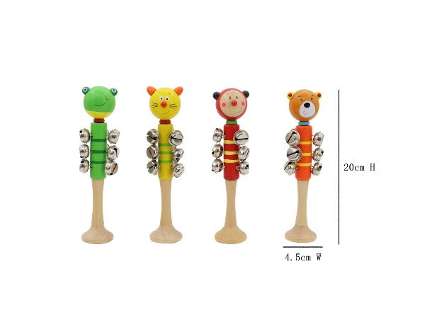 Toyslink - Wooden Animal Jingle Bell Stick (Individual)