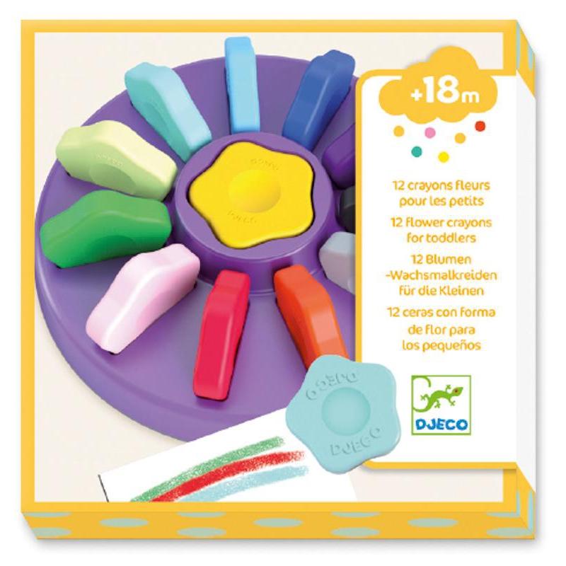 Djeco 12 Toddler Flower Crayons - DJECO - The Creative Toy Shop