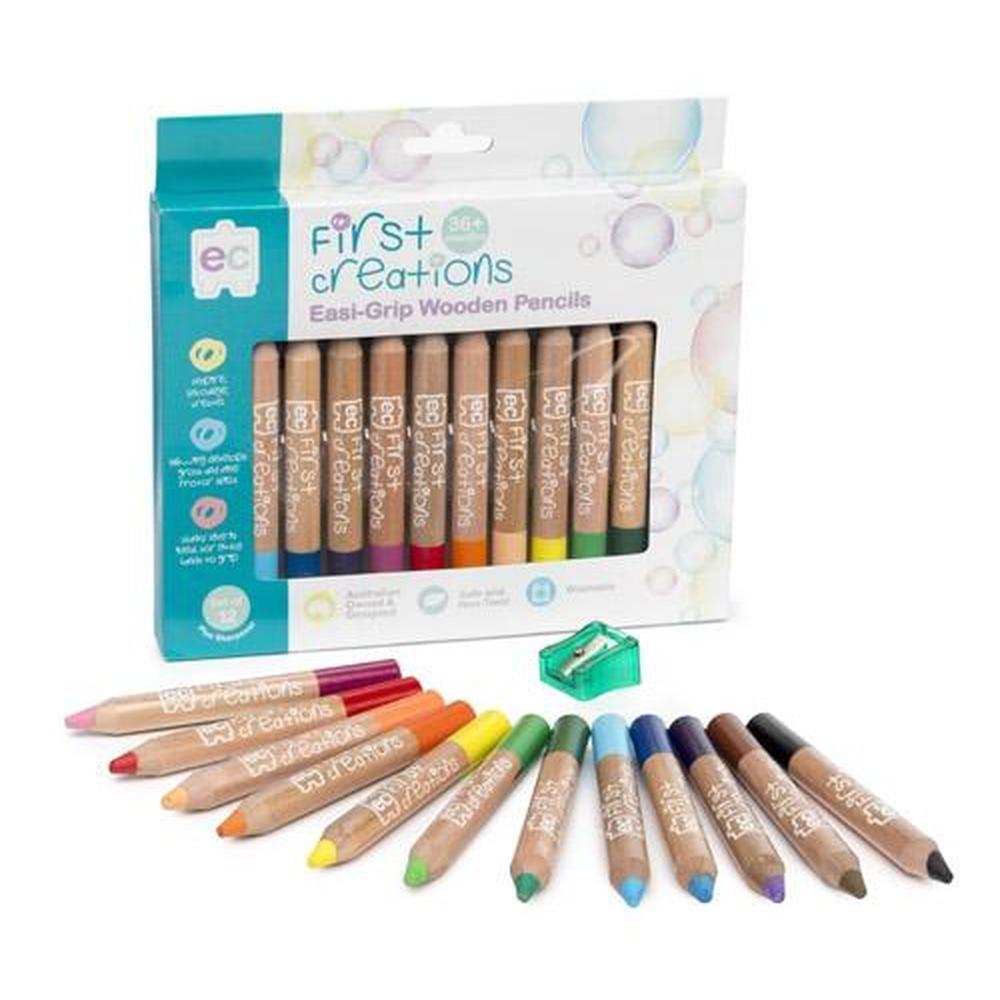 Easi-Grip Wooden Pencils Packet of 12 - Educational Colours - The Creative Toy Shop