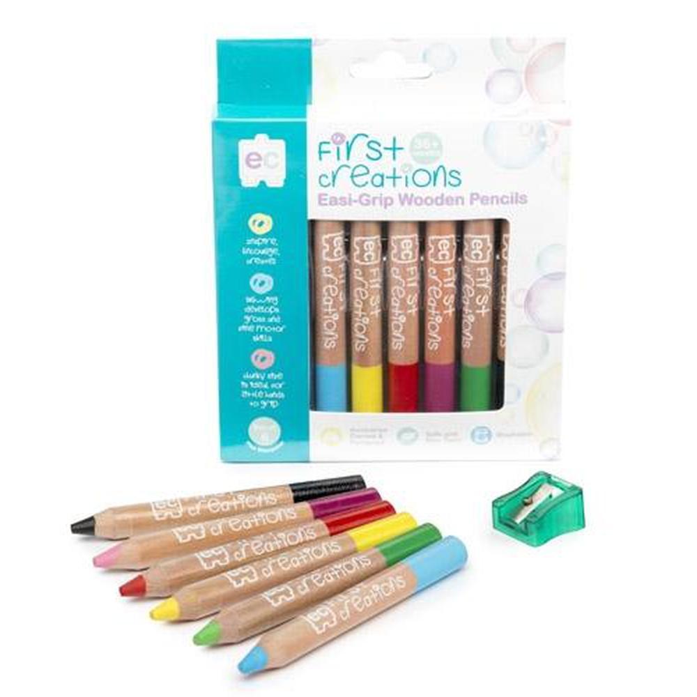 Easi-Grip Wooden Pencils Packet of 6 - Educational Colours - The Creative Toy Shop