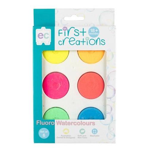 First Creations Fluoro Watercolours - Set of 6 - Educational Colours - The Creative Toy Shop