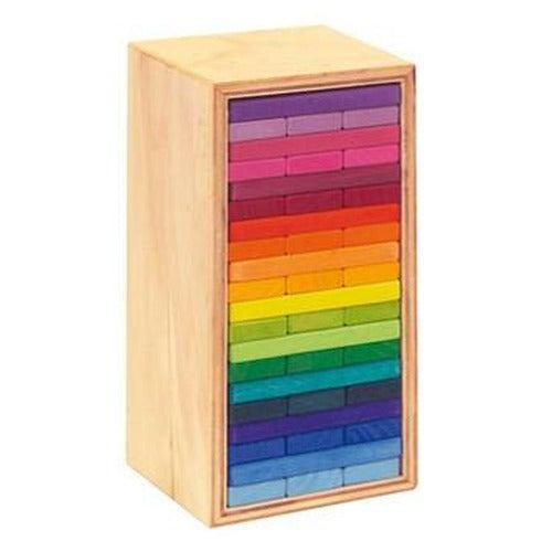 Gluckskafer Small Rainbow Building Slats in Box - 60 Piece Set - Gluckskafer - The Creative Toy Shop