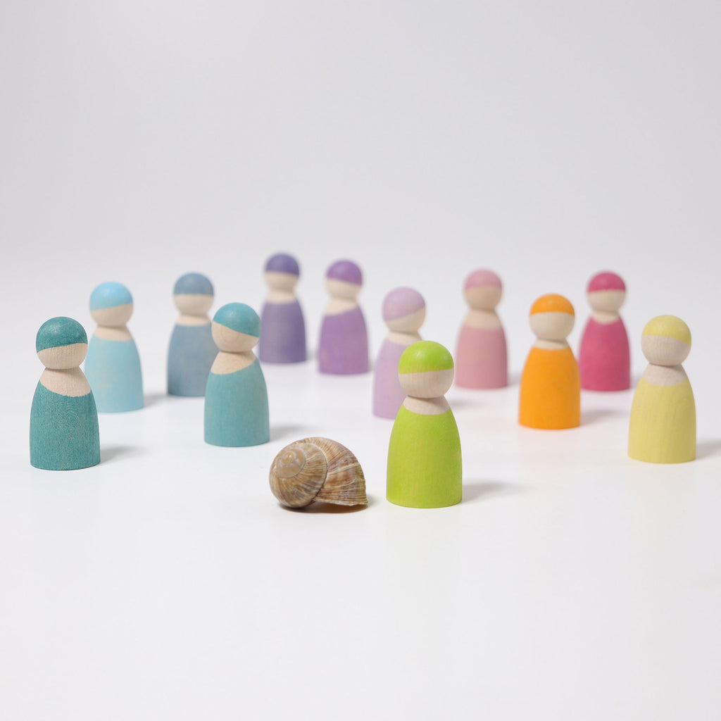 Grimm's 12 Rainbow Friends in Pastel - Grimm's Spiel and Holz Design - The Creative Toy Shop