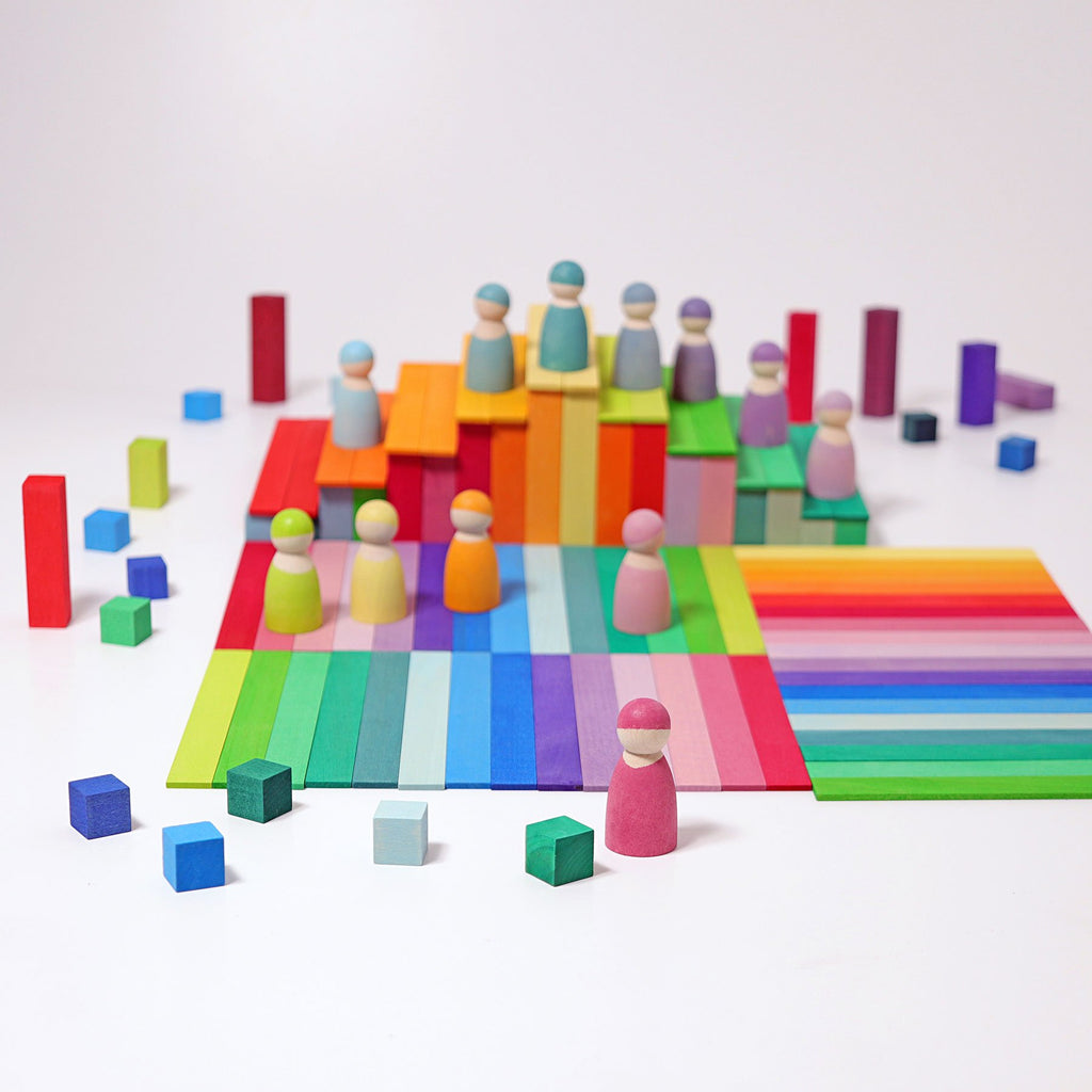 Grimm's 12 Rainbow Friends in Pastel - Grimm's Spiel and Holz Design - The Creative Toy Shop