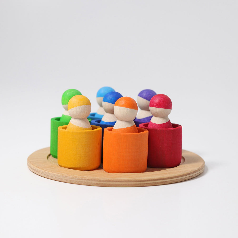 Grimm's 7 Rainbow Friends in Bowls - Grimm's Spiel and Holz Design - The Creative Toy Shop