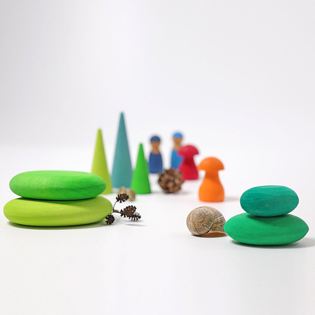 Grimm's Building Set Pebbles - Moss - Grimm's Spiel and Holz Design - The Creative Toy Shop