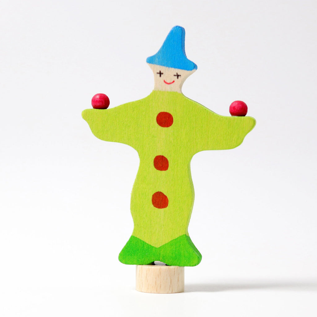 Grimm's Decorative Figure - Green Juggling Clown - Grimm's Spiel and Holz Design - The Creative Toy Shop