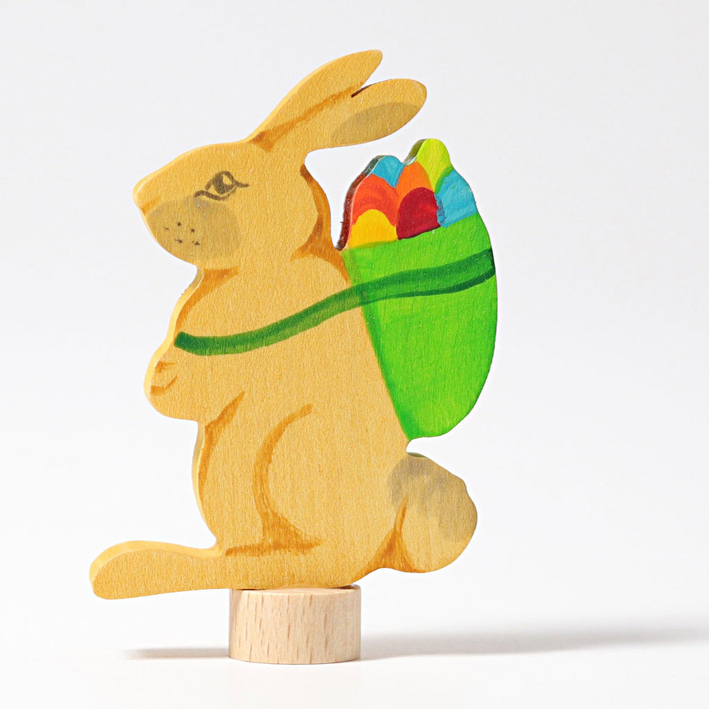 Grimm's Decorative Figure - Hand Painted Rabbit With Eggs - Grimm's Spiel and Holz Design - The Creative Toy Shop