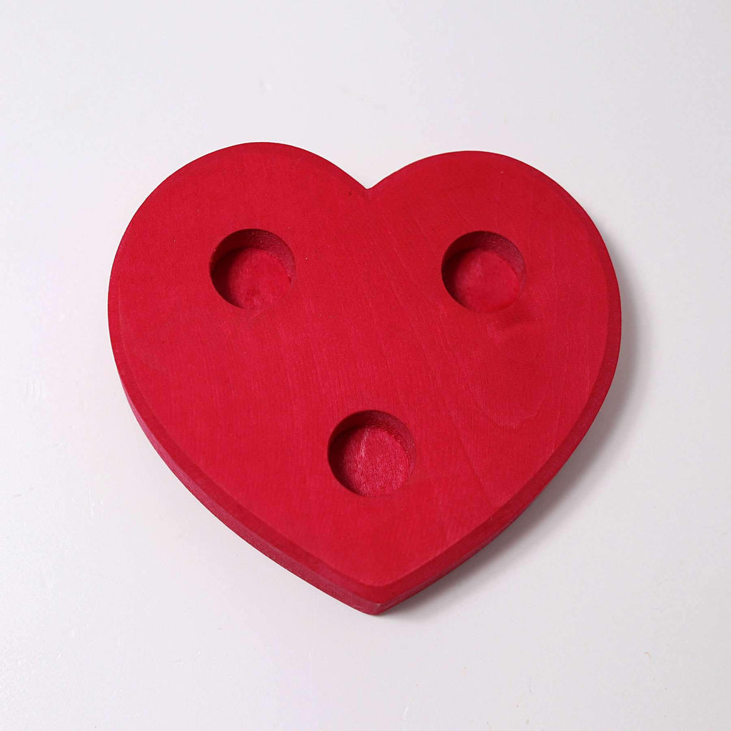 Grimm's Heart Candle Holder - Red - Grimm's Spiel and Holz Design - The Creative Toy Shop