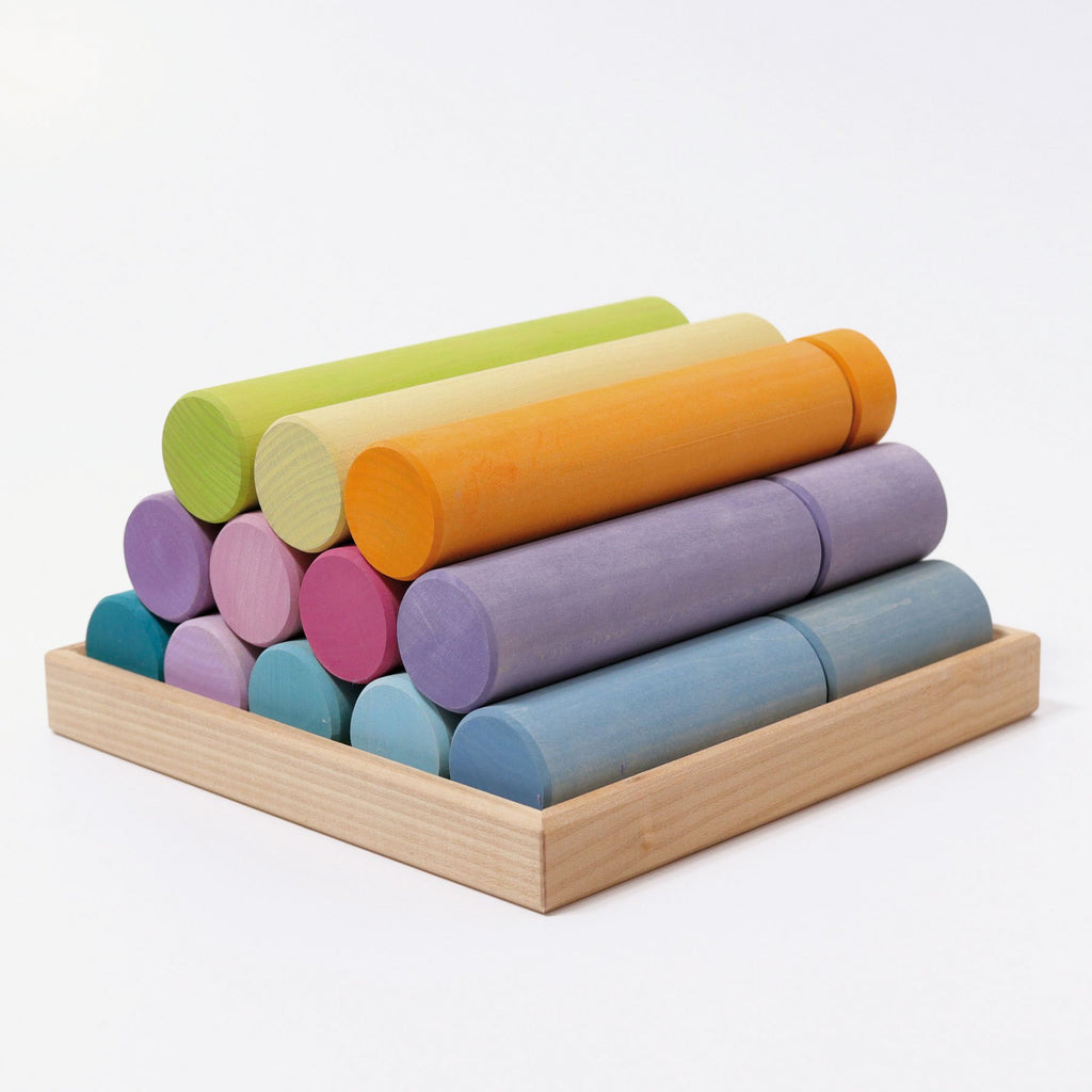Grimm's Large Building Rollers - Pastel - New 2020 - Grimm's Spiel and Holz Design - The Creative Toy Shop