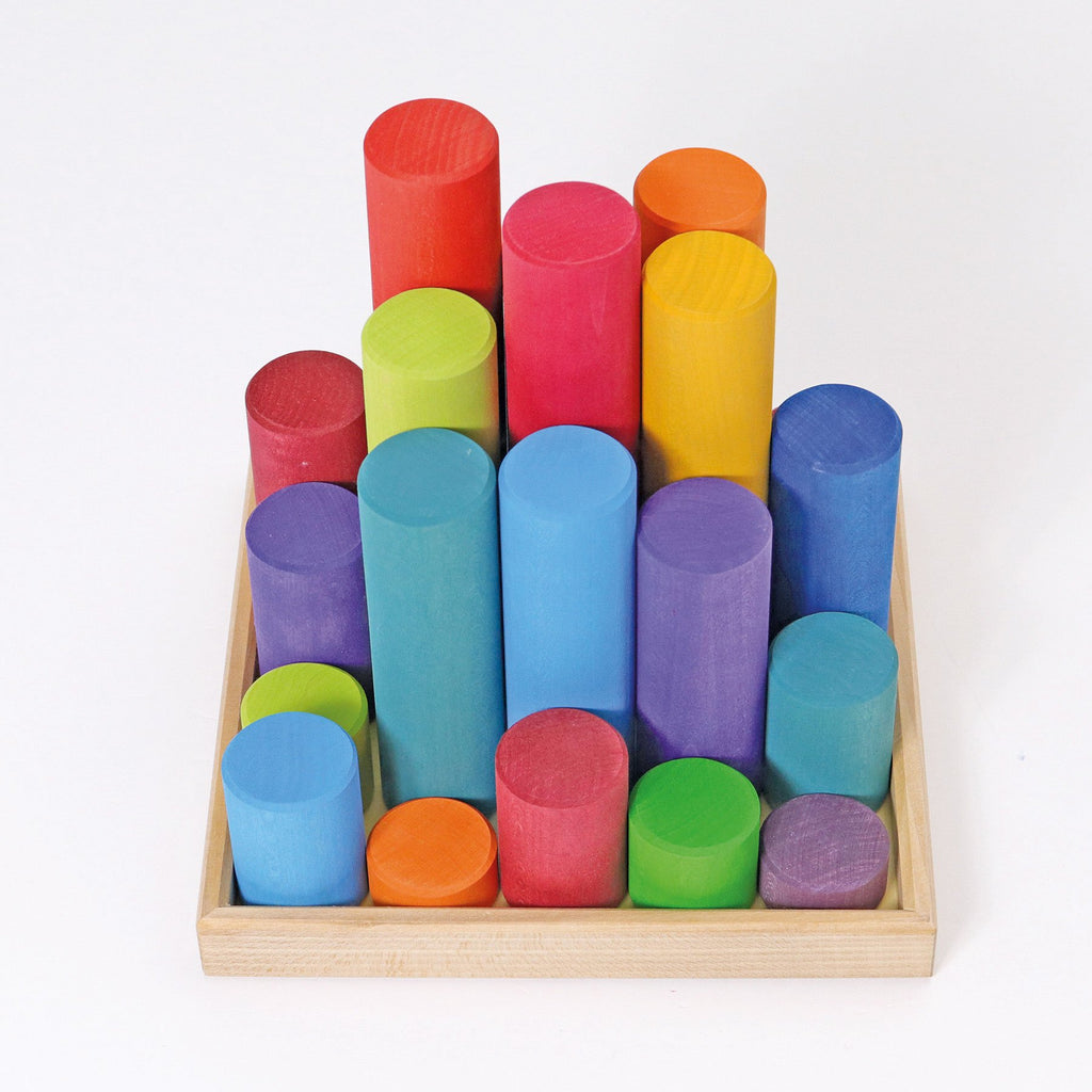 Grimm's Large Building Rollers - Rainbow - New 2020 - Grimm's Spiel and Holz Design - The Creative Toy Shop