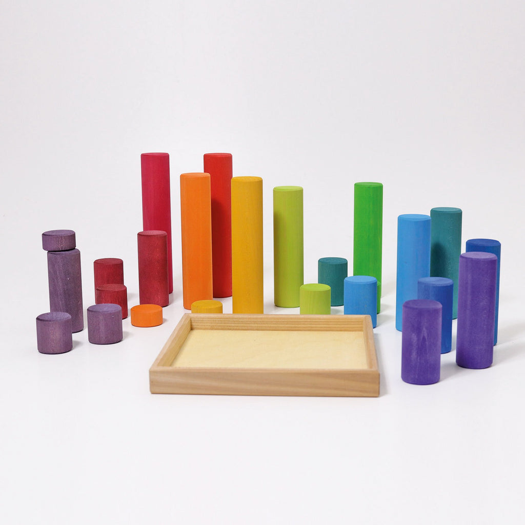 Grimm's Large Building Rollers - Rainbow - New 2020 - Grimm's Spiel and Holz Design - The Creative Toy Shop