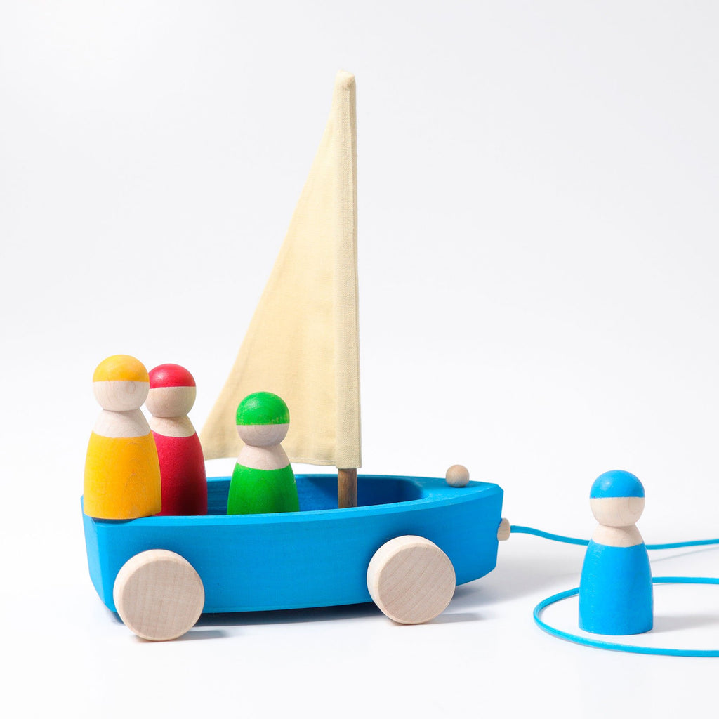 Grimm's Large Land Yacht with 4 Sailors - Grimm's Spiel and Holz Design - The Creative Toy Shop