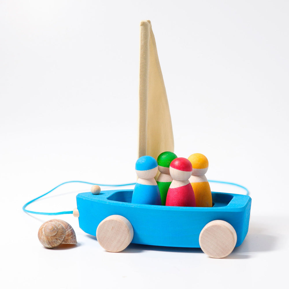 Grimm's Large Land Yacht with 4 Sailors - Grimm's Spiel and Holz Design - The Creative Toy Shop