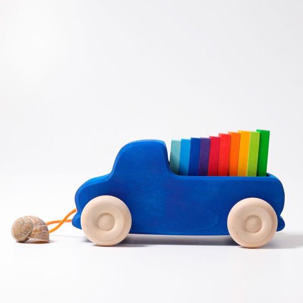 Grimm's Large Pull Along Truck Blue - Grimm's Spiel and Holz Design - The Creative Toy Shop
