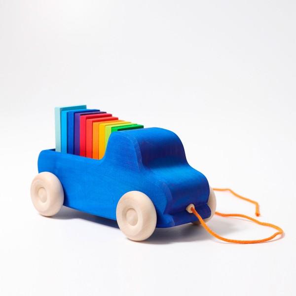Grimm's Large Pull Along Truck Blue - Grimm's Spiel and Holz Design - The Creative Toy Shop