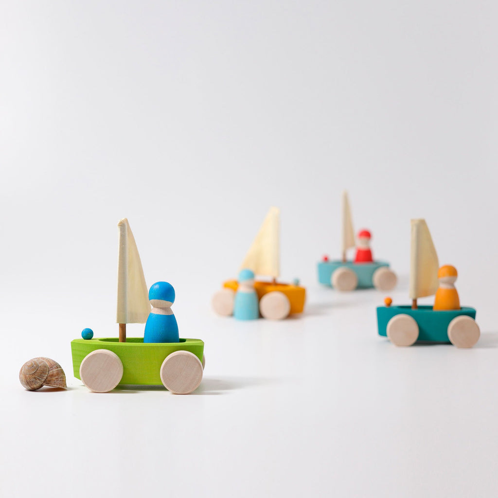 Grimm's Little Land Yachts with Sailor - Individual - Grimm's Spiel and Holz Design - The Creative Toy Shop