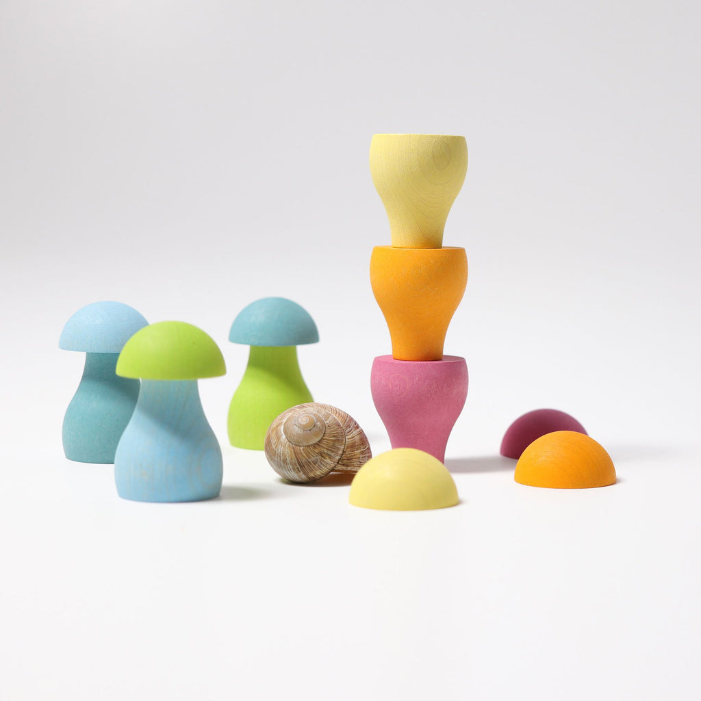 Grimm's Pastel Mushroom Sorting Game - Grimm's Spiel and Holz Design - The Creative Toy Shop