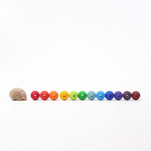Grimm's - Rainbow Coloured Beads (60 x 20 mm)-Grimm's Spiel and Holz Design-The Creative Toy Shop