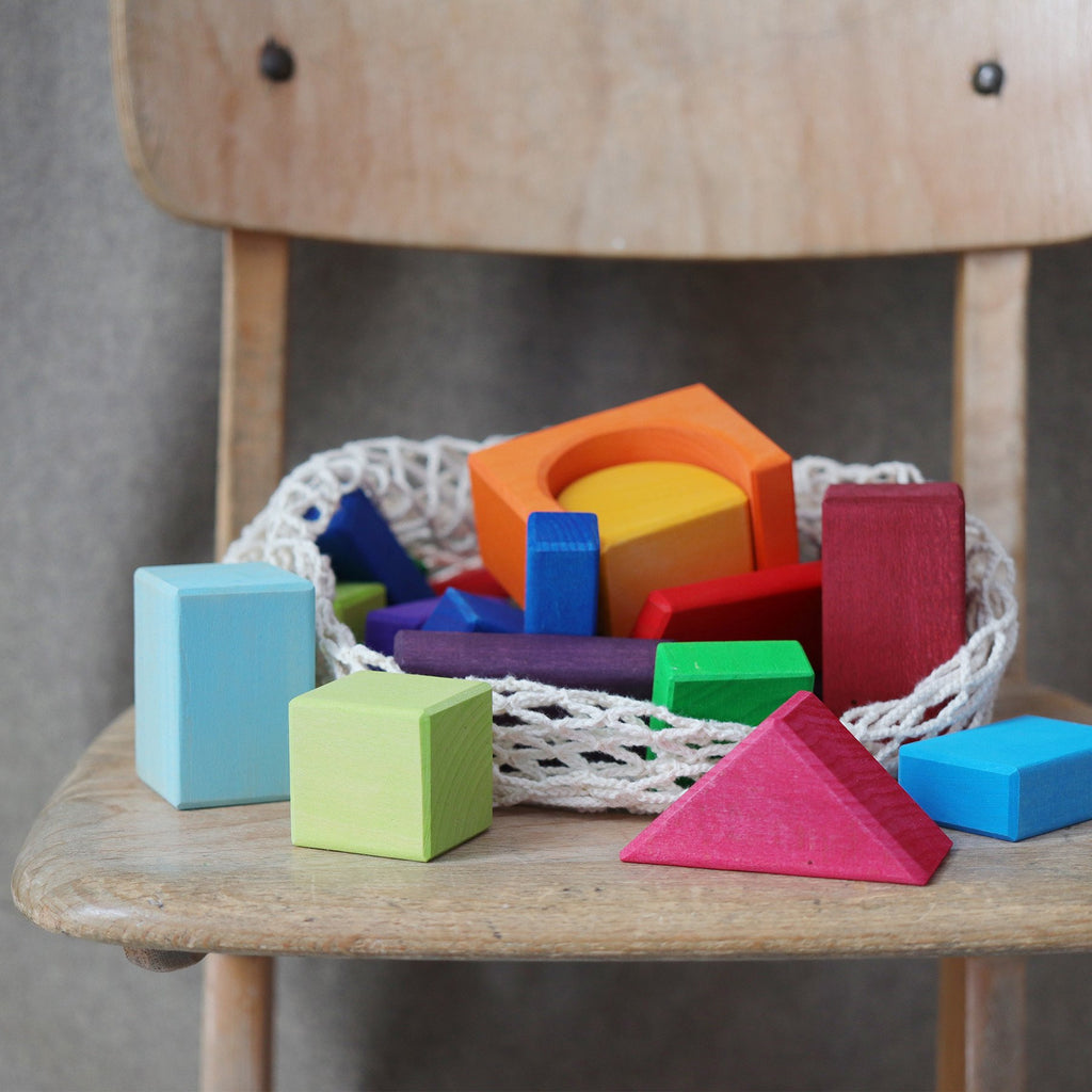 Grimm's Rainbow Geo-Blocks - 30 Pieces - Grimm's Spiel and Holz Design - The Creative Toy Shop