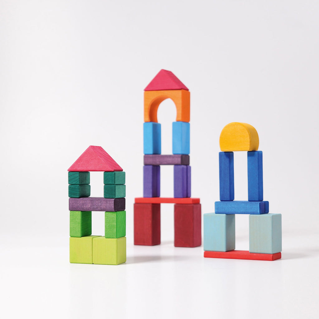 Grimm's Rainbow Geo-Blocks - 30 Pieces - Grimm's Spiel and Holz Design - The Creative Toy Shop