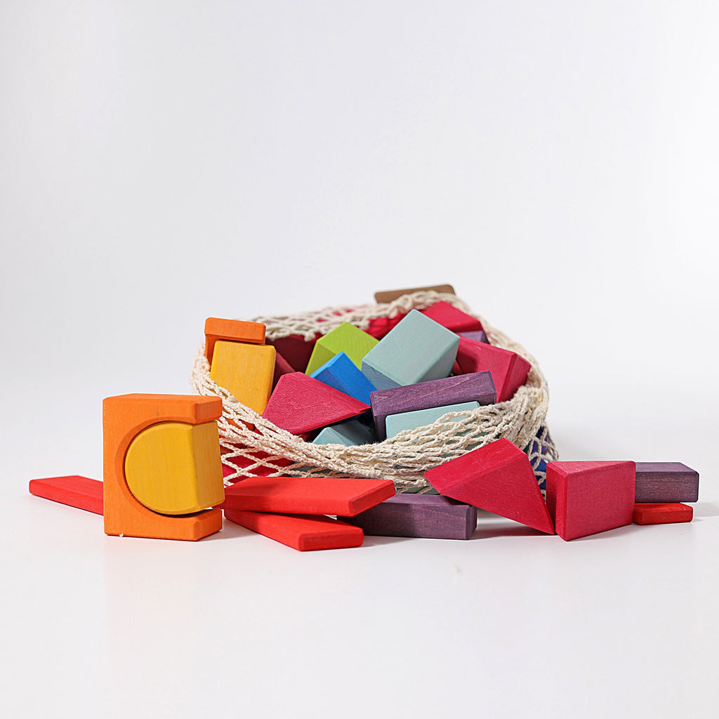 Grimm's Rainbow Geo-Blocks - 60 Pieces - Grimm's Spiel and Holz Design - The Creative Toy Shop