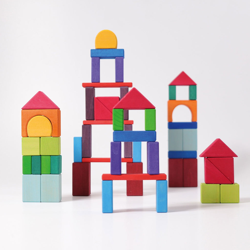 Grimm's Rainbow Geo-Blocks - 60 Pieces - Grimm's Spiel and Holz Design - The Creative Toy Shop