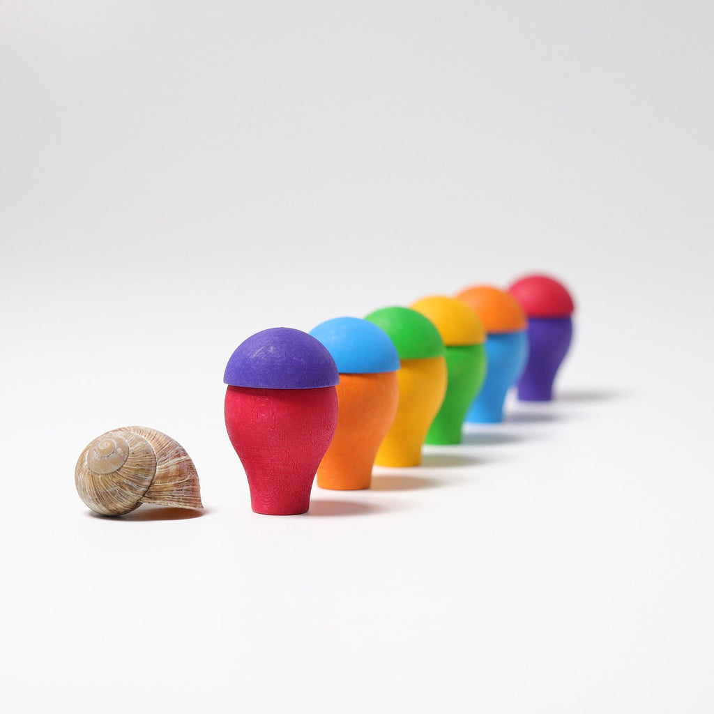 Grimm's Rainbow Mushroom Sorting Game - Grimm's Spiel and Holz Design - The Creative Toy Shop