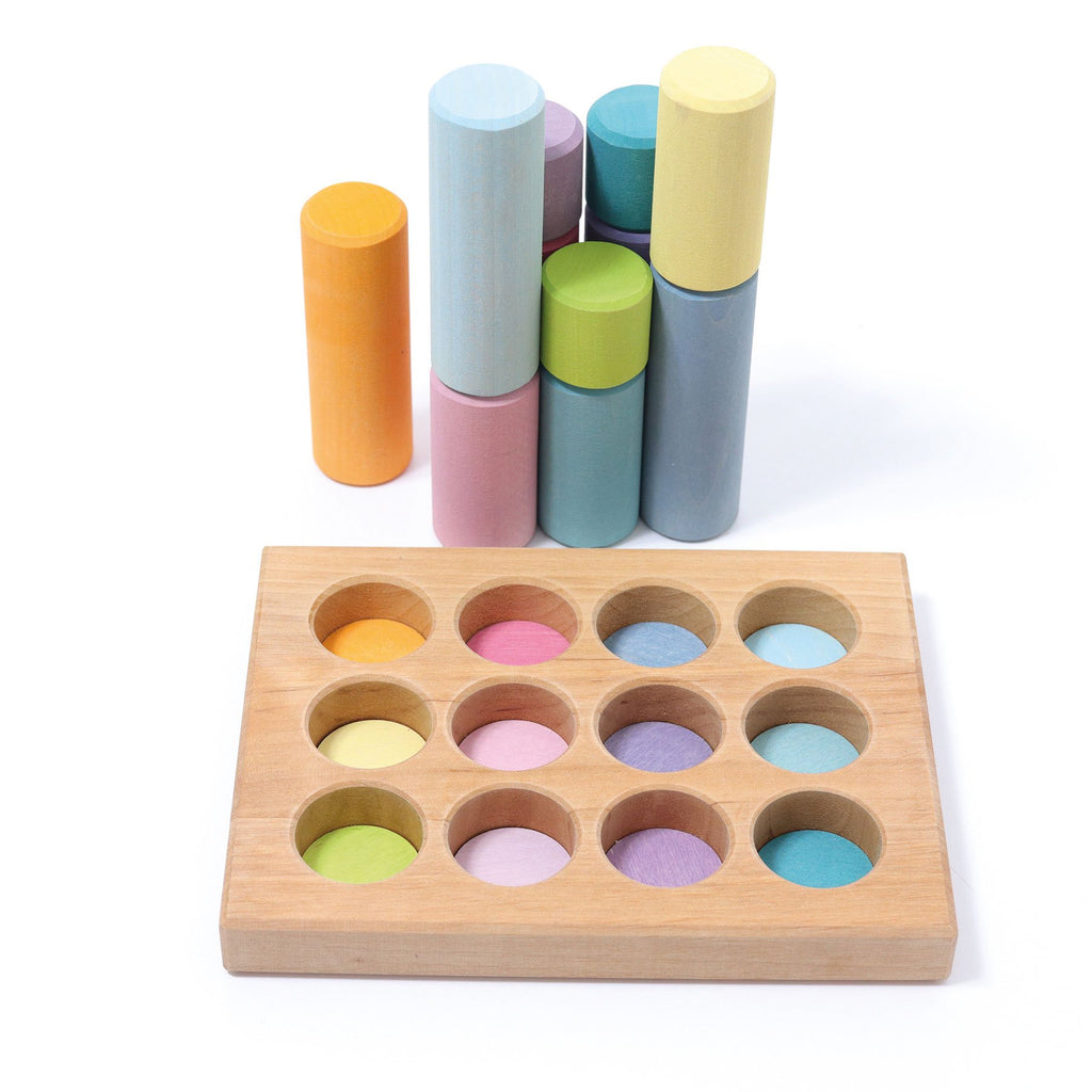 Grimm's s - Stacking Game SMALL Rollers - Pastel-Grimm's Spiel and Holz Design-The Creative Toy Shop