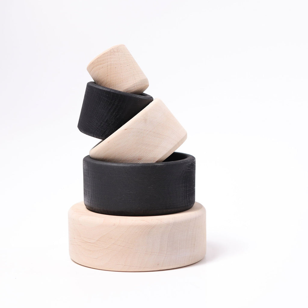 Grimm's Set of Monochrome Stacking Bowls - Grimm's Spiel and Holz Design - The Creative Toy Shop