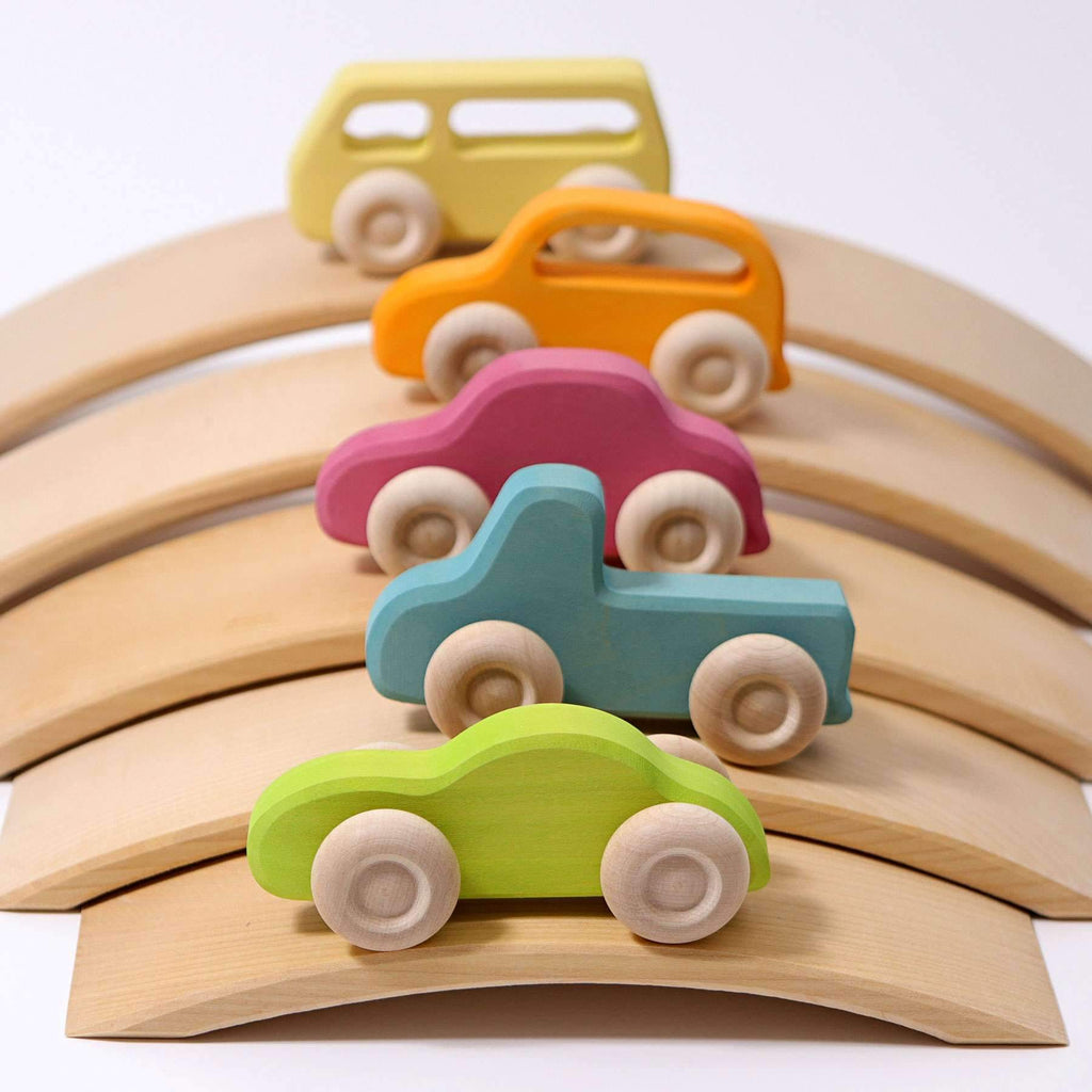Grimm's Slimline Cars Set of 5 - New 2019 - Grimm's Spiel and Holz Design - The Creative Toy Shop