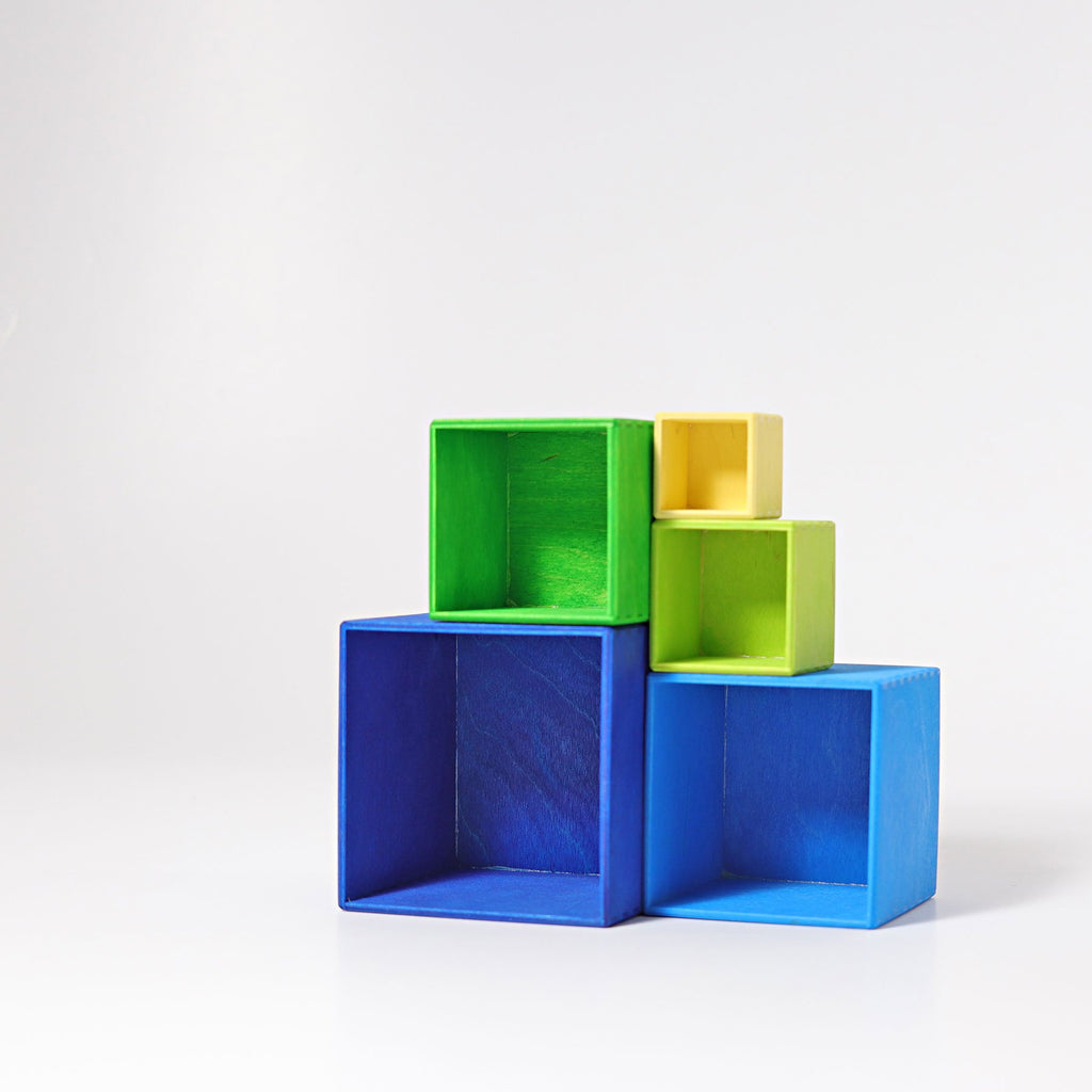 Grimm's Small Stacking Boxes -Blue - Grimm's Spiel and Holz Design - The Creative Toy Shop