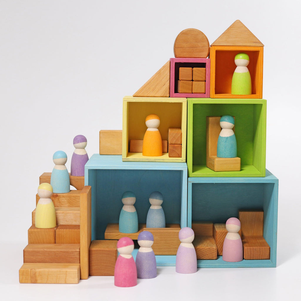 Grimm's Stacking Boxes - Pastel - Grimm's Spiel and Holz Design - The Creative Toy Shop