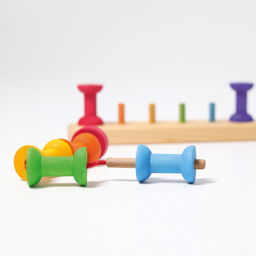 Grimm's Stacking Game Small Rainbow Bobbins - Grimm's Spiel and Holz Design - The Creative Toy Shop