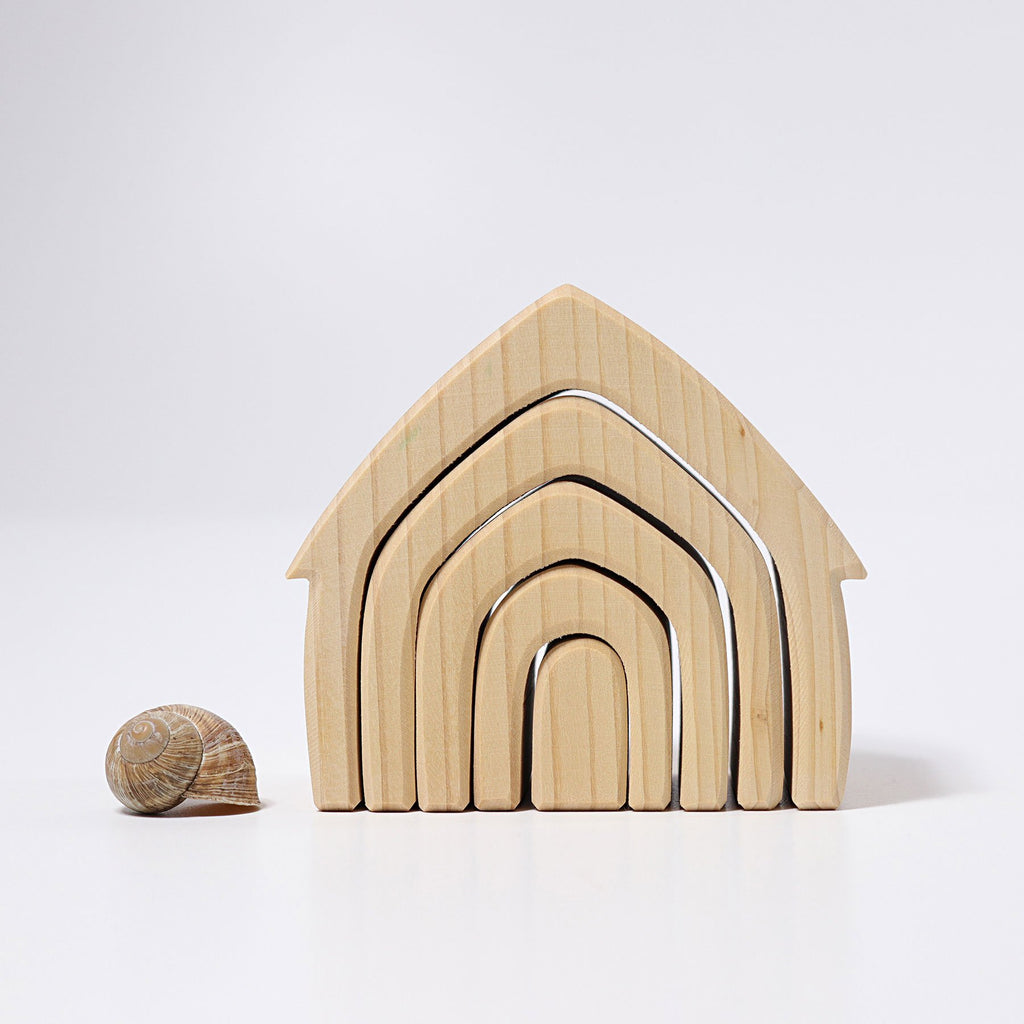 Grimm's Stacking House - Natural - Grimm's Spiel and Holz Design - The Creative Toy Shop