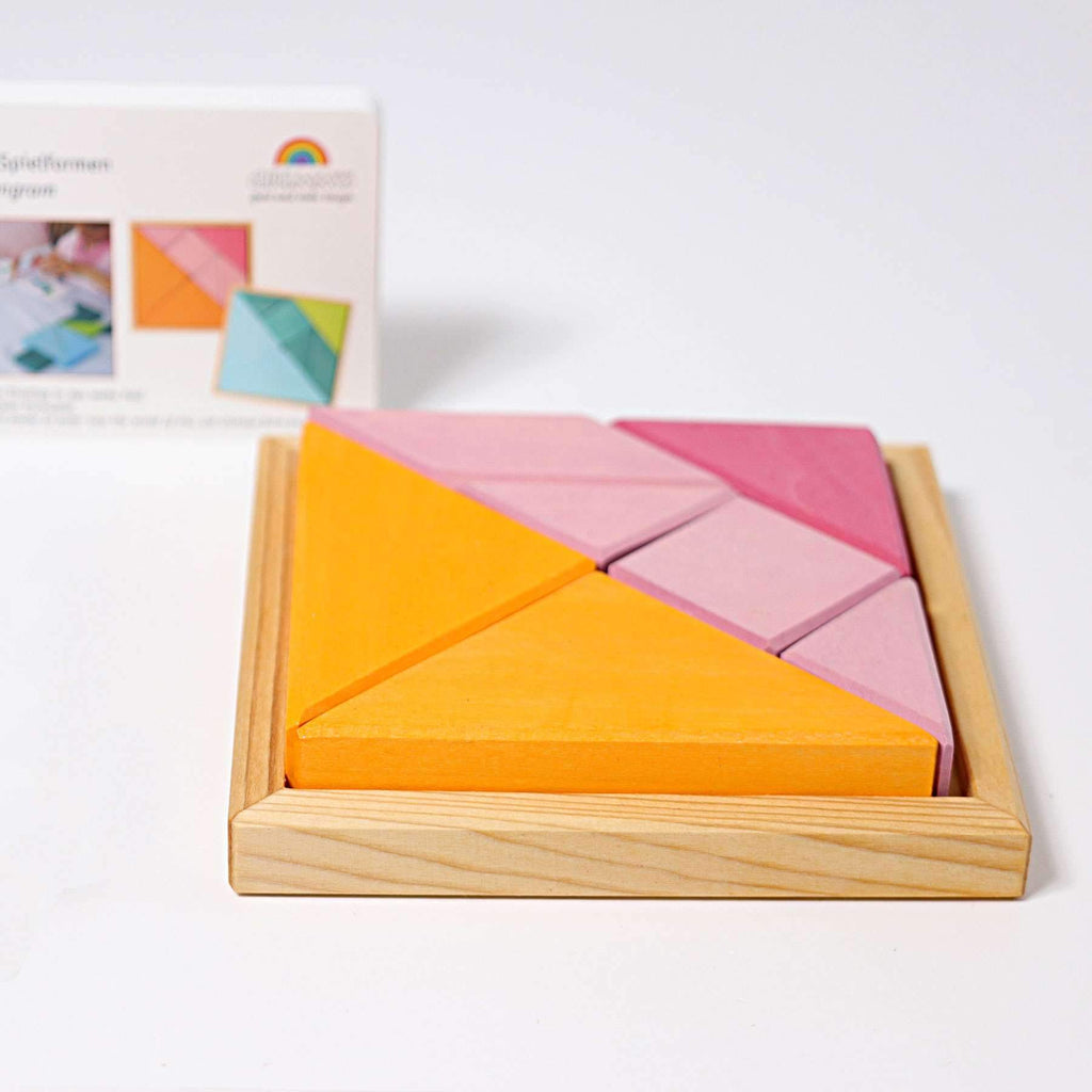 Grimm's Tangram, Orange-Pink - Grimm's Spiel and Holz Design - The Creative Toy Shop