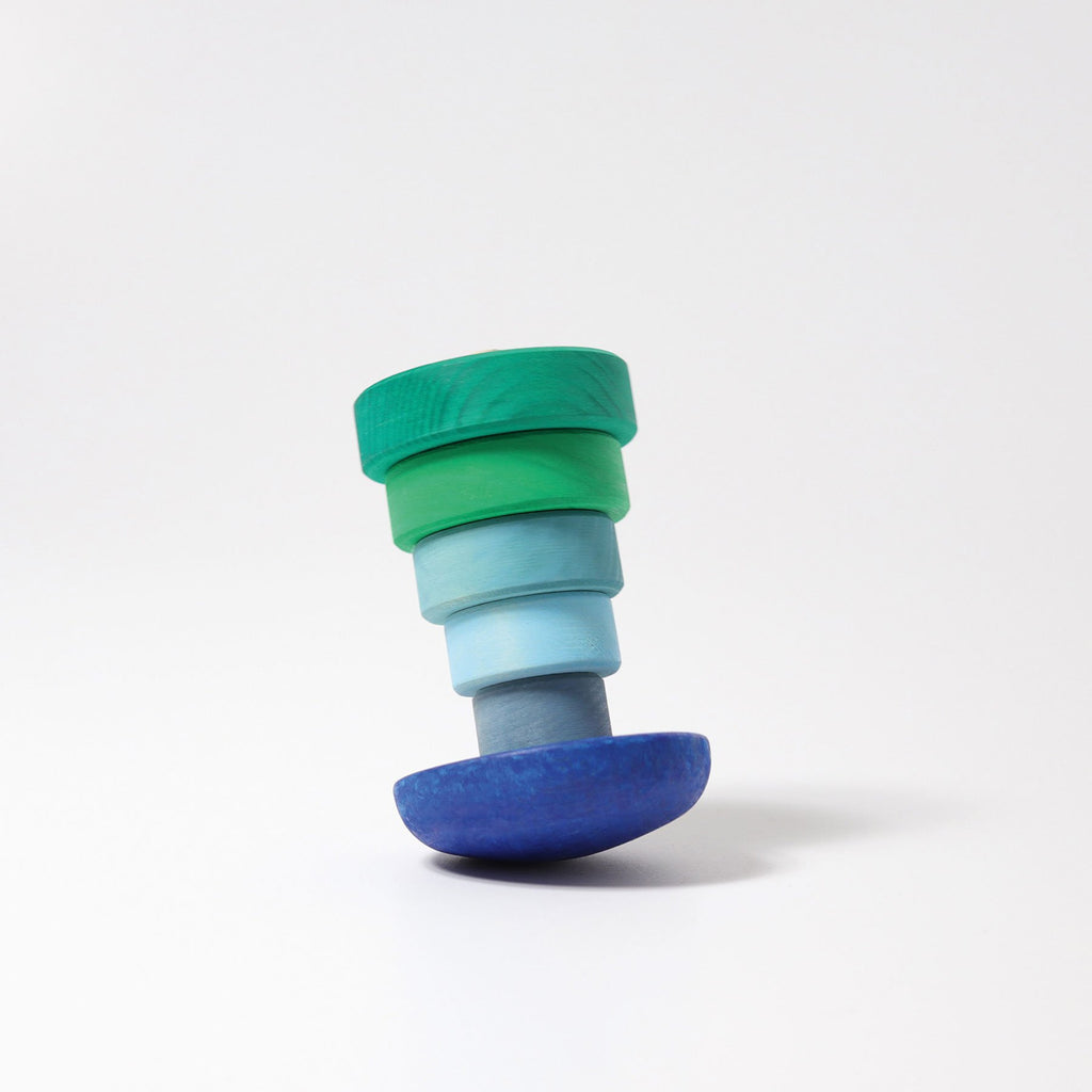 Grimm's Wobbly Conical Tower Blue - Grimm's Spiel and Holz Design - The Creative Toy Shop