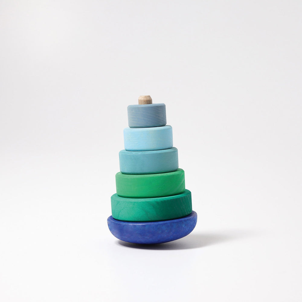 Grimm's Wobbly Conical Tower Blue - Grimm's Spiel and Holz Design - The Creative Toy Shop