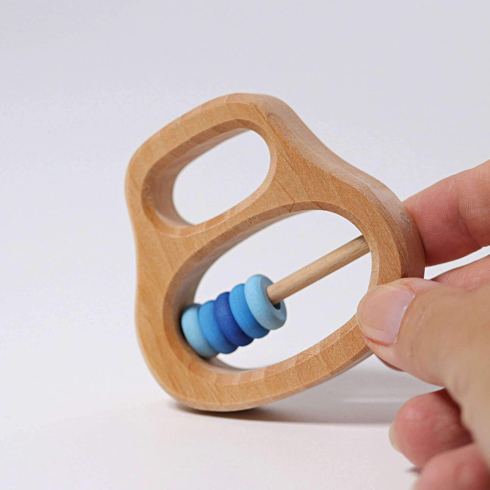 Grimm's Wooden Rattle with Blue Rings - Grimm's Spiel and Holz Design - The Creative Toy Shop